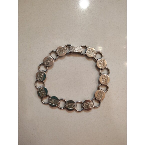 Vintage SARAH COVENTRY COV Silver Tone Link Bracelet 7” Etched Floral - Picture 1 of 6